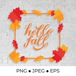hello fall handwritten calligraphy autumn quote