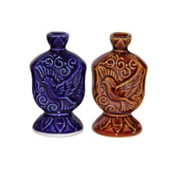 Set of Two (2) Ceramic Stoneware Candlestick Candleholders (3.3''/ 8,3 cm) | Design Pigeon | Made in Russia