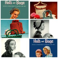 Digital | Vintage Knit | Crochet Pattern Hats and Bags | Vintage 1950s | ENGLISH PDF TEMPLATE