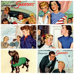 Digital | Vintage Knit | Crochet Pattern Everyone Wears Sweaters | Vintage 1950s | ENGLISH PDF TEMPLATE