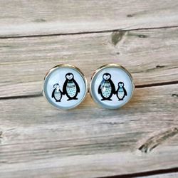 Penguin earrings studs, Penguin cub earrings, Tiny studs for girls, Mum gift