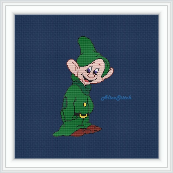 Cross stitch pattern Snow White 7 Dwarfs Gnome Dopey Dwarf | Inspire Uplift