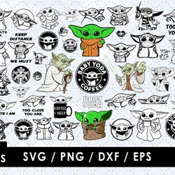 baby yoda svg files, baby yoda png images, baby yoda clipart, svg cut files for cricut & silhouette