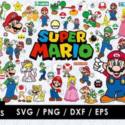 super mario svg files, super mario png images, super mario clipart, svg cut files for cricut & silhouette