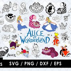 Alice in Wonderland Svg Files, Alice in Wonderland Png Images, Alice in Wonderland Clipart, SVG Cut Files for Cricut