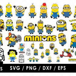 minions svg files, minions png images, minions clipart bundle, svg cut files for cricut and silhouette
