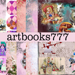 alice in wonderland-5, scrapbooking, digital paper, journal, boho