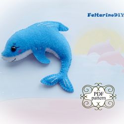 Felt dolphin pattern, Felt toy pattern, Felt sea animals pattern, PDF felt pattern, Felt fish pattern