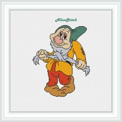 cross stitch pattern snow white 7 dwarfs gnome bashful fairy superhero kids cartoon disney counted crossstitch patterns