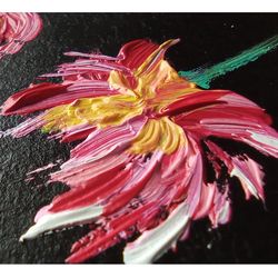 aceo original art impasto oil painting tiny painting asters wall art flowers art floral artwork 3.5" by 2.5"