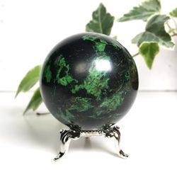 Uvarovite Ball 49 mm Mineral Sphere Uvarovite Garnet Sphere Russian Uvarovite Sphere by UralMountansFinds