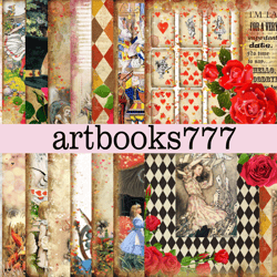 alice in wonderland-8, scrapbooking, digital paper, journal, boho
