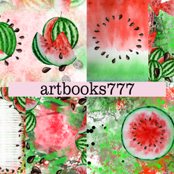 watermelon, scrapbooking, ephemera, junk journal, digital paper, food