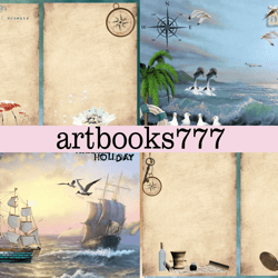 ocean-3, scrapbooking, digital paper, sheets for book or journal, sea, beach, marine