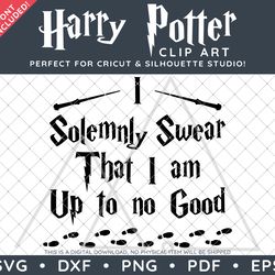 Harry Potter Clip Art SVG DXF PNG PDF - I Solemnly Swear  Typographic Marauders Map Simple Quote Design & FREE Font!