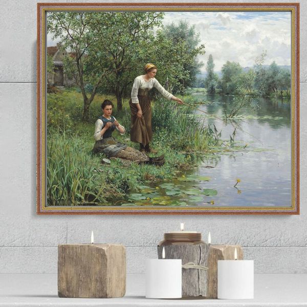 two girls na the river bank home decor.jpg
