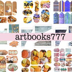 ocean-ephemera-3, scrapbooking, digital paper, sheets for book or journal, sea, beach, marine
