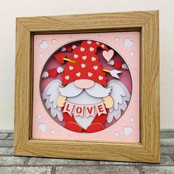 valentine gnome shadow box svg/ 3d cupid gnome shadow box/ valentine's day decoration/ svg for cricut/ for silhouette