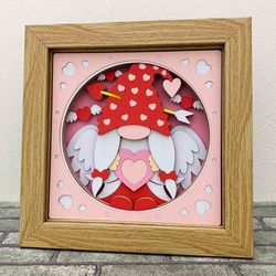 valentine gnome shadow box svg/ 3d cupid gnome shadow box/ valentine's day decoration/ svg for cricut/ for silhouette