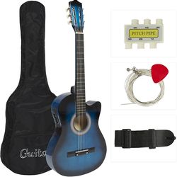 Acoustic guitar set musical instrument design with guitar case, starter
