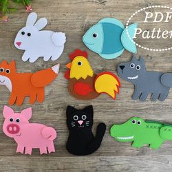 Pin the tail on animals Felt educational game for toddlers PDF Pattern