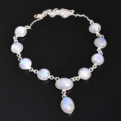 Moonstone Silver Women Necklace, Handmade Necklace Jewelry,