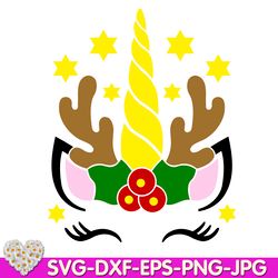 Merry Christmas Unicorh Deer Santa Winter Christmas Holiday digital design Cricut svg dxf eps png ipg pdf, cut file
