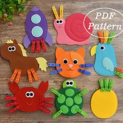 Felt Clothespin Game for toddlers PDF Pattern, Clothespin dolls