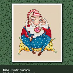 Santa Claus on vacation cross stitch pattern Christmas embroidery New Year PDF