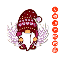 Layered gnome for valentine's day svg