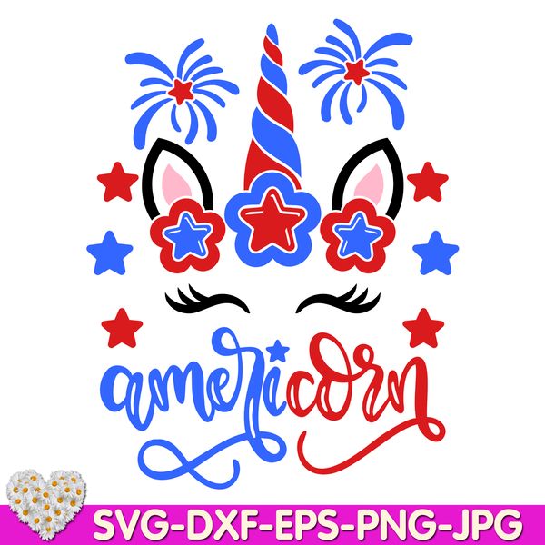 Americorn-Patriotic-4th-of-July-Unicorn-Face-Red-White-Blue-Independence-Day-American-Holiday-USA-digital-design-Cricut-svg-dxf-eps-png-ipg-pdf-cut-file-tullela