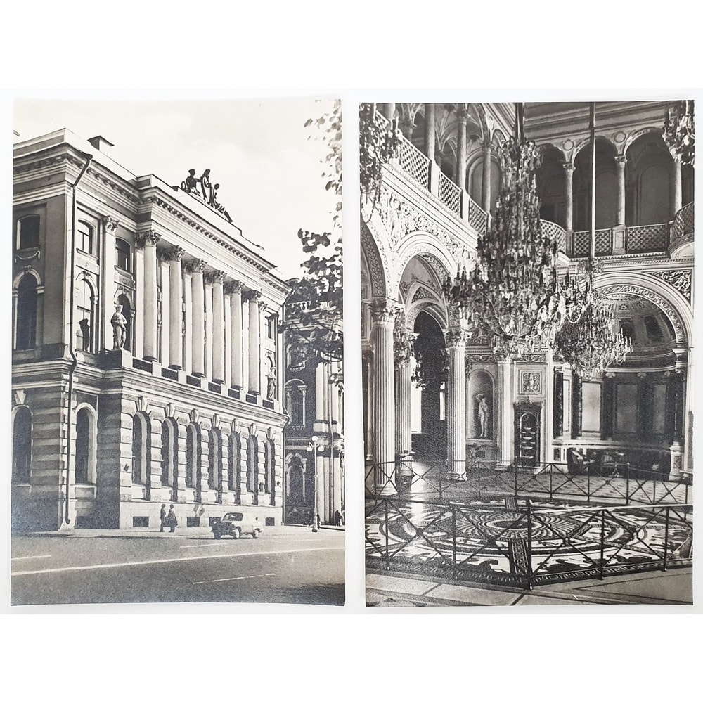 3 HERMITAGE Russian Museum black and white photo postcards set USSR 1975.jpg
