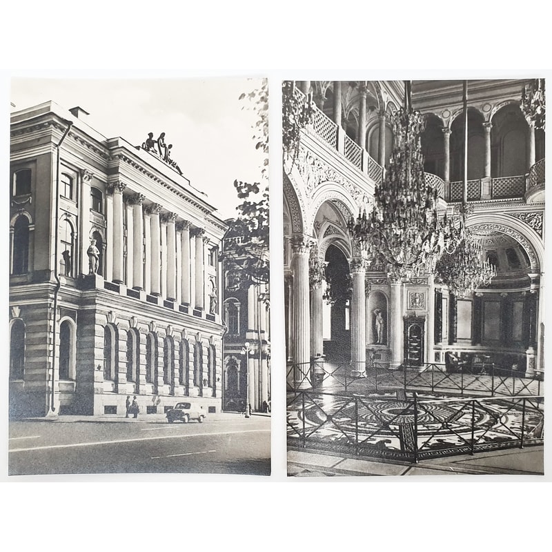 3 HERMITAGE Russian Museum black and white photo postcards set USSR 1975.jpg
