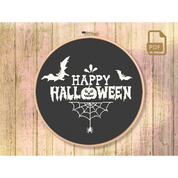 Happy Halloween Cross Stitch Pattern, Halloween Patterns, Halloween xStitch, Halloween Gift, Halloween Home Decor #hll_003