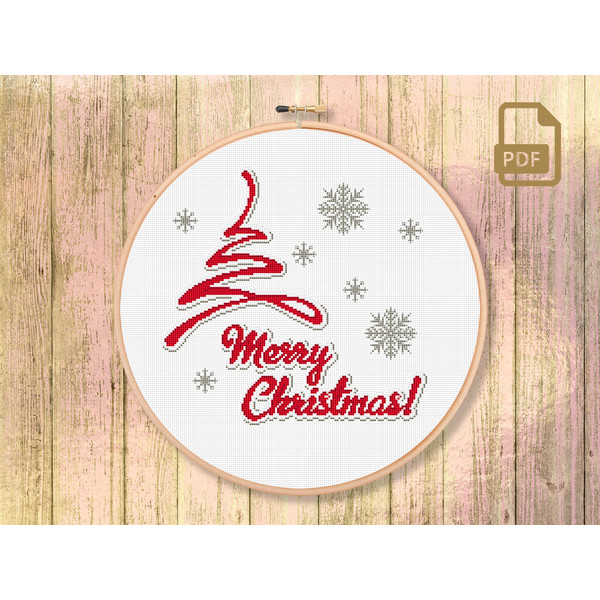 Christmas Tree Cross Stitch Pattern, Merry Christmas Cross Stitch Pattern, Merry Christmas Pattern, Christmas Decor #mch_012