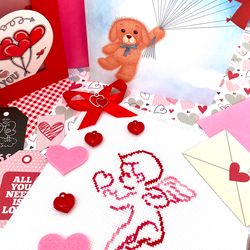 cupid cross stitch pattern pdf by crossstitchingforfun instant download, variegated valentines day cross stitch pattern