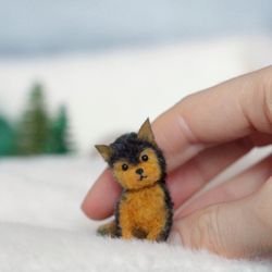 Miniature yorkshire terrie, Custom pet portrait from photo, Dollhouse miniature 1:12, Tiny toy yorkie, Ob11's pet