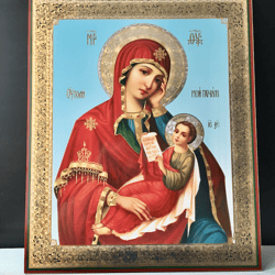 Quench My Sorrows Mother of God | Large XLG Silver and Gold foiled icon on wood | Size: 15 7/8" x 13 1/8"