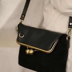 black leather crossbody bag