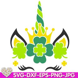 St Patrick Day Unicorn Green Irish Unicorn Shamrock Green Clover digital design Cricut svg dxf eps png ipg pdf, cut file