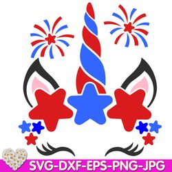 Americorn  Patriotic 4th of July Unicorn Face Independence Day digital design Cricut svg dxf eps png ipg pdf, cut file