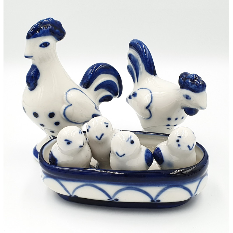 1 GZHEL Porcelain Figurines set BIRD YARD Hand Painted USSR 1990s.jpg