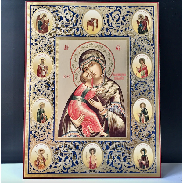 Vladimir Mother of God with 10 hagiographical border scenes