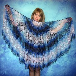 Bright colorful crochet warm Russian Orenburg shawl, Wool wrap, Goat down stole, Handmade cape, Cover up, Kerchief,Scarf