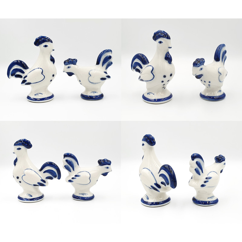 6 GZHEL Porcelain Figurines set BIRD YARD Hand Painted USSR 1990s.jpg