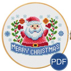 Santa Merry Christmas pattern cross stitch