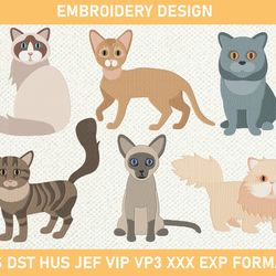 12 Cats Embroidery Designs, Cute Cats Embroidery, Cat Embroidery, Cat Machine Embroidery File 3 size