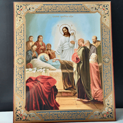 The Falling Asleep of Mary | Large XLG Silver and Gold foiled icon on wood | Size: 15 7/8" x 13 1/8"