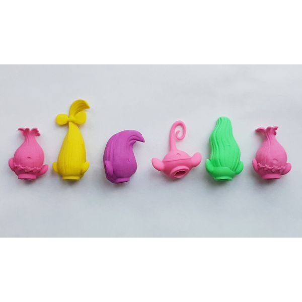 3 Dreamworks Trolls Top Pen Erasers 6 pcs promo of  Russia retail chain stores.jpg