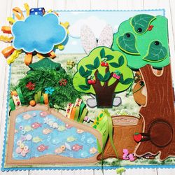 Forest stories, Developmental mat for children,Woodland book, Montessory toy,Toddler Sensory book,Quiet Book